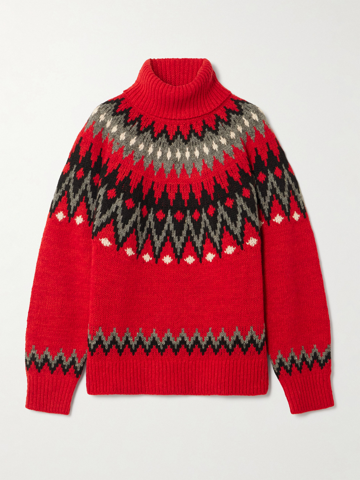 Polo Ralph Lauren Fair Isle Wool-blend Turtleneck Sweater In Red