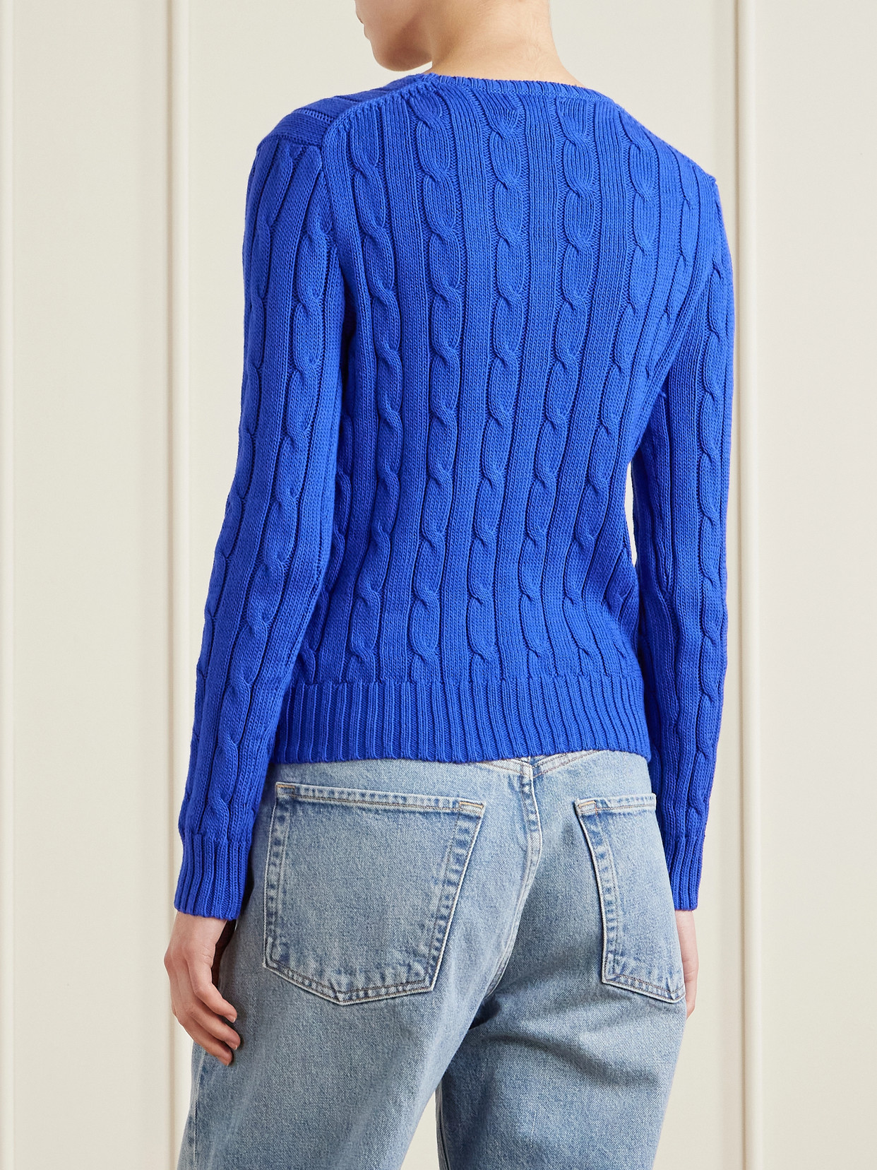 Ralph Lauren - Embroidered Cable-Knit Cotton Sweater Polo