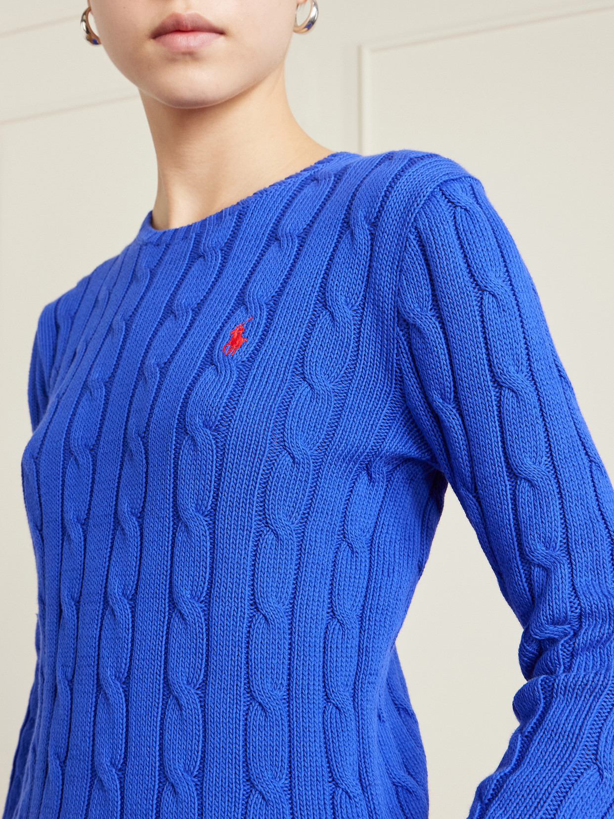 Ralph Lauren - Embroidered Cable-Knit Cotton Sweater Polo