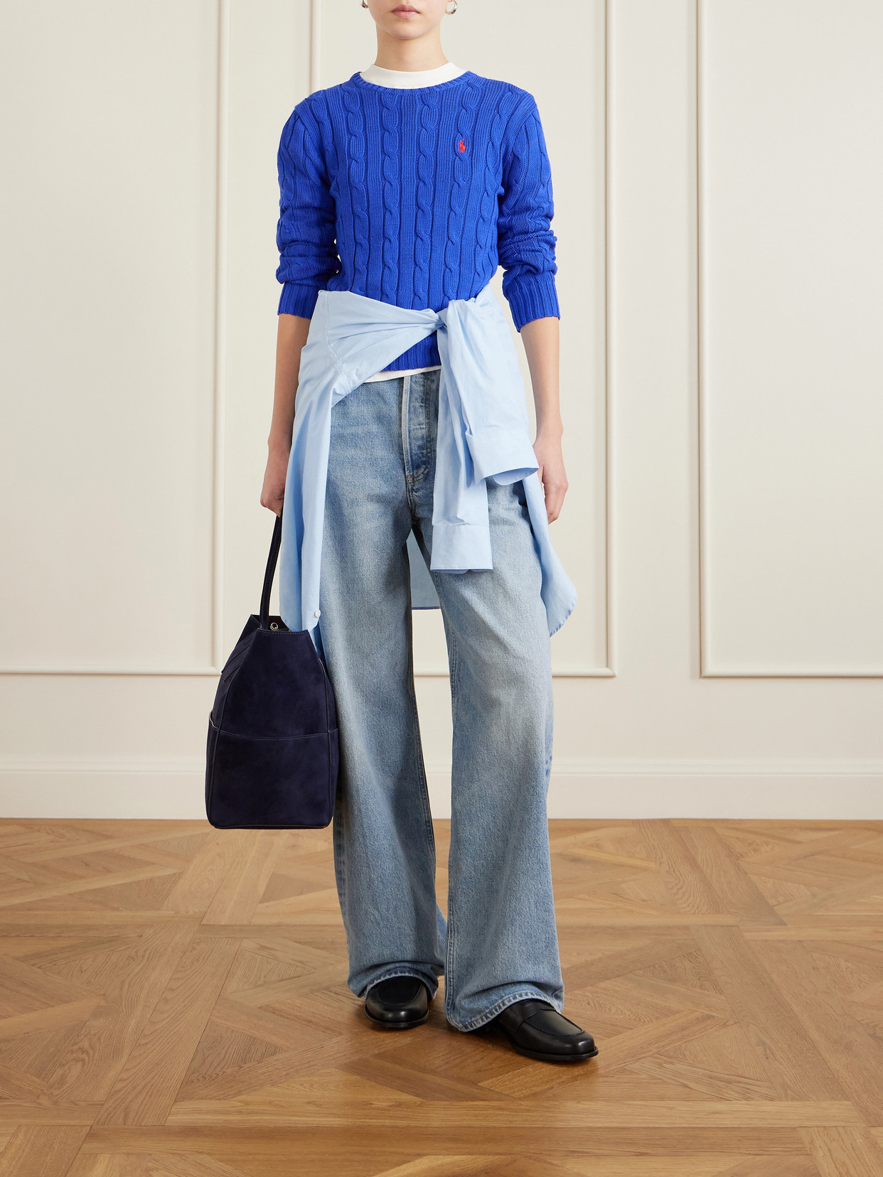 Ralph Lauren - Embroidered Cable-Knit Cotton Sweater Polo