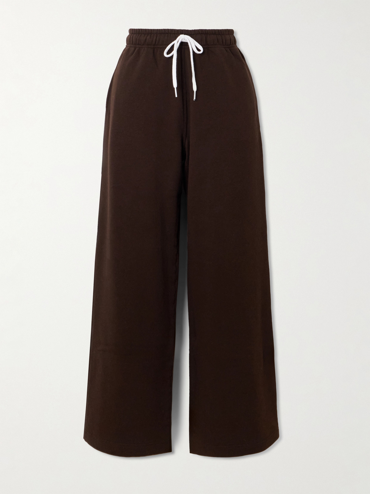 Polo Ralph Lauren Cotton-blend Jersey Wide-leg Track Pants In Brown