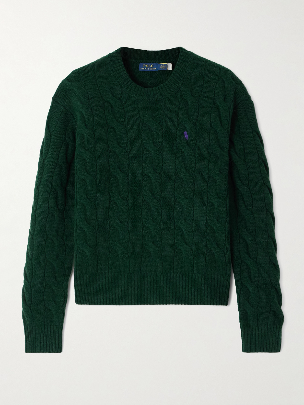 Polo Ralph Lauren Cable-knit Wool And Cashmere-blend Sweater In Green