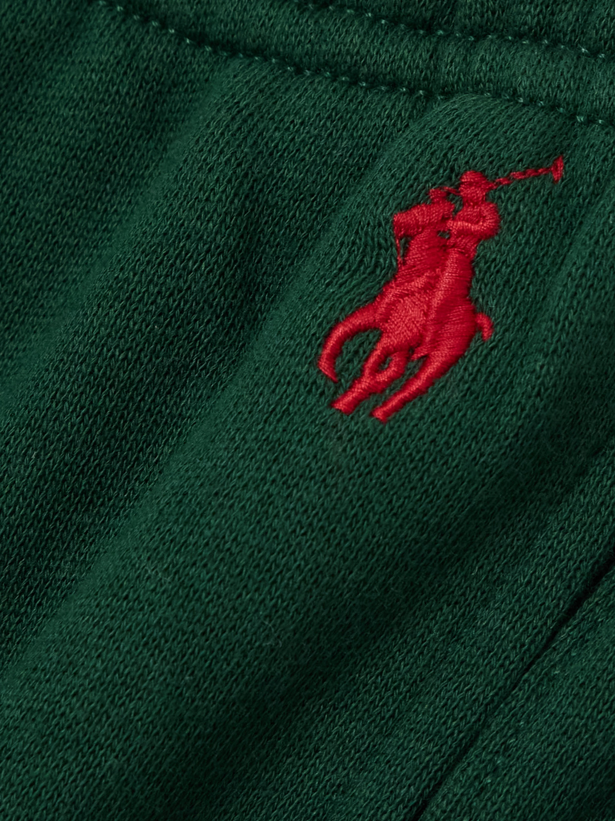 Polo Ralph Lauren Embroidered Cotton-blend Jersey Wide-leg Track Pants In Green