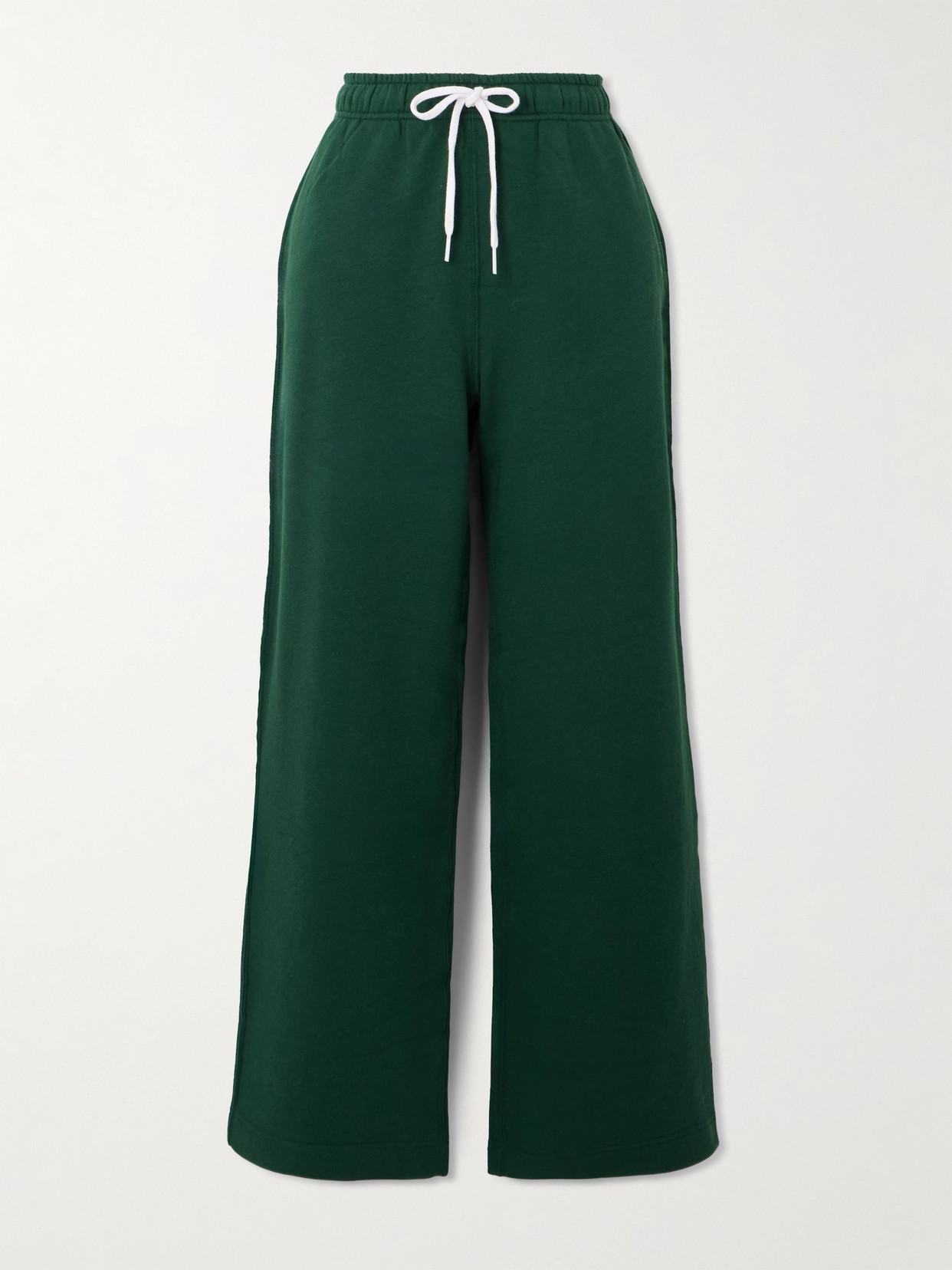 Polo Ralph Lauren Embroidered Cotton-blend Jersey Wide-leg Track Pants In Green