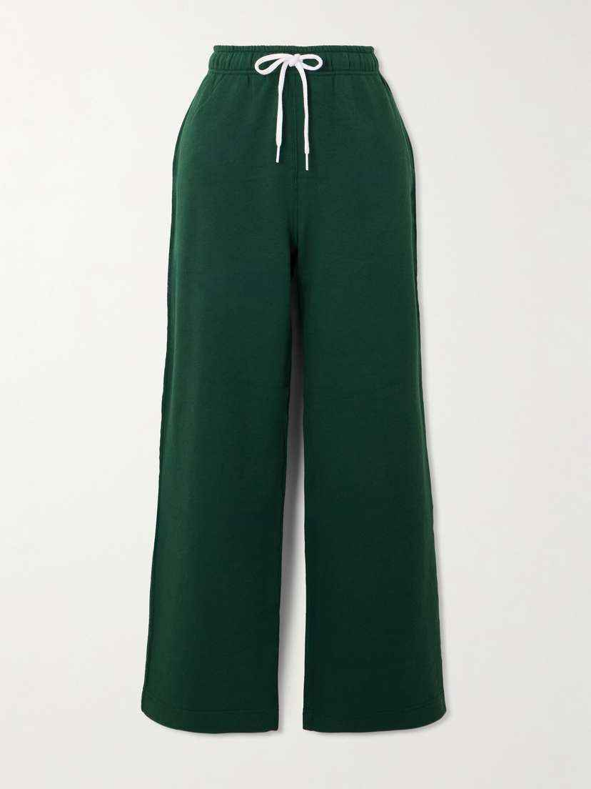 Polo Ralph Lauren Embroidered Cotton-blend Jersey Wide-leg Track Pants