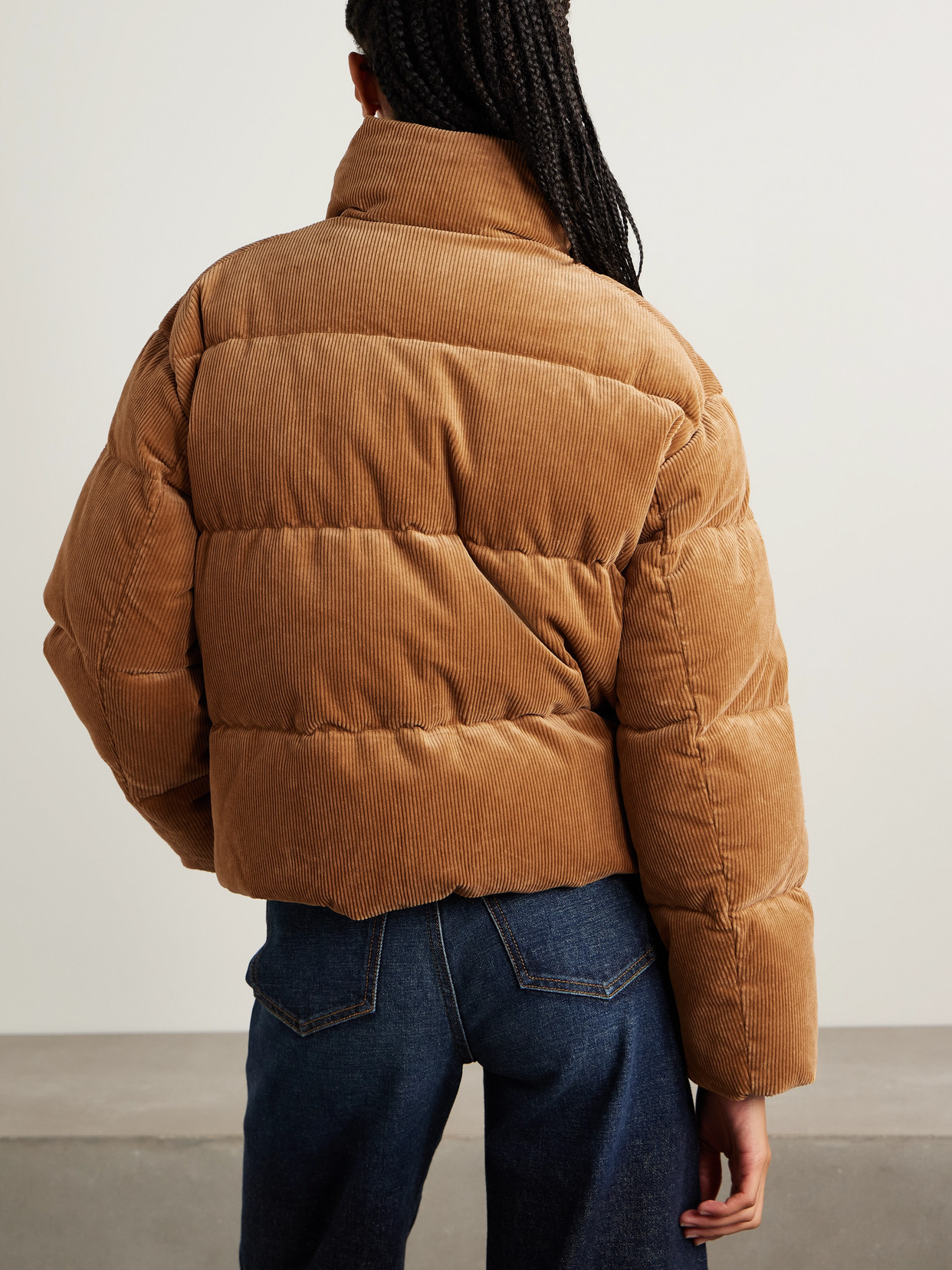 Polo Ralph Lauren Embroidered Quilted Cotton-blend Corduroy Down Jacket In Brown