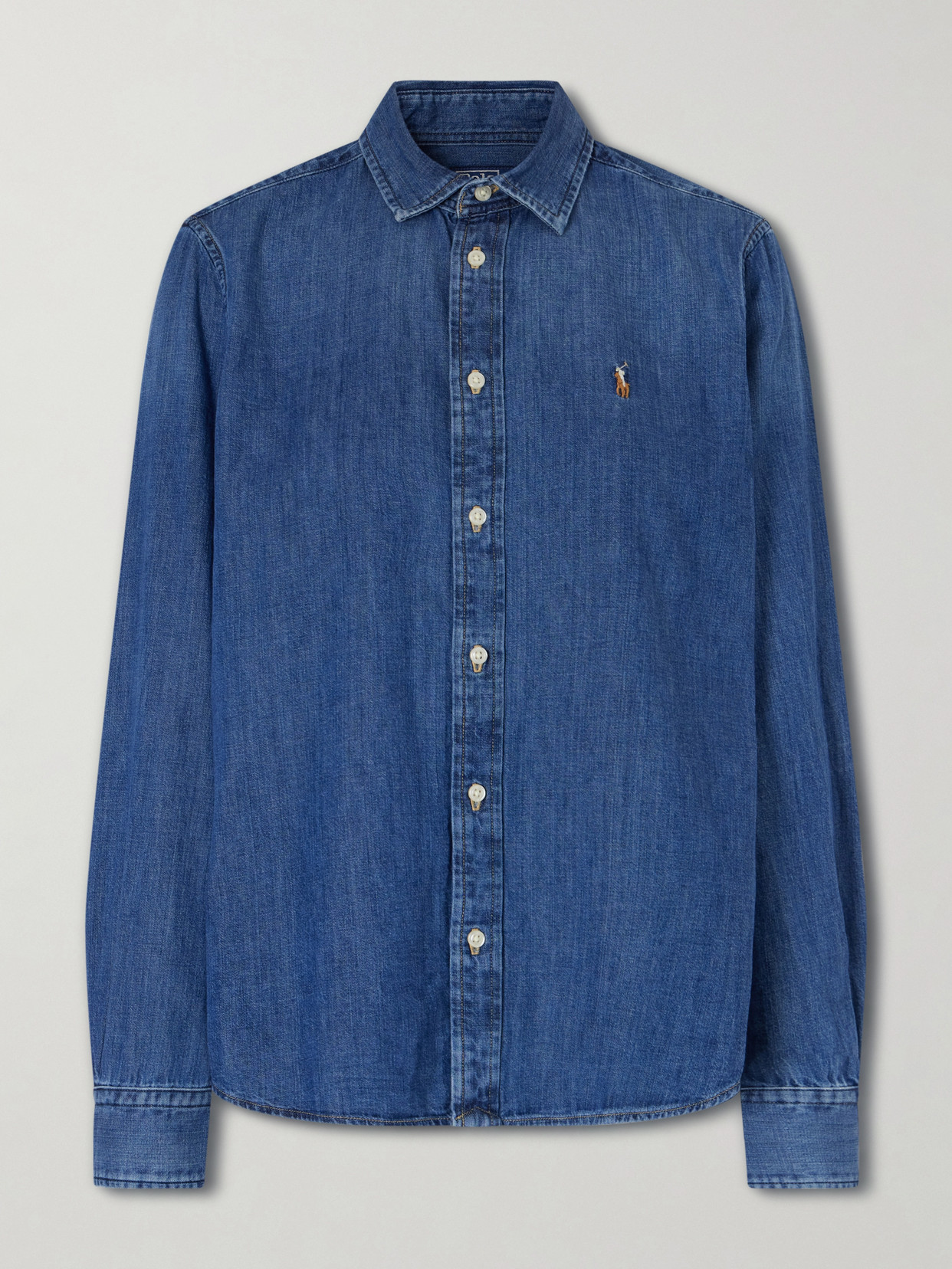 Polo Ralph Lauren Logo-embroidered Cotton Shirt In Blue