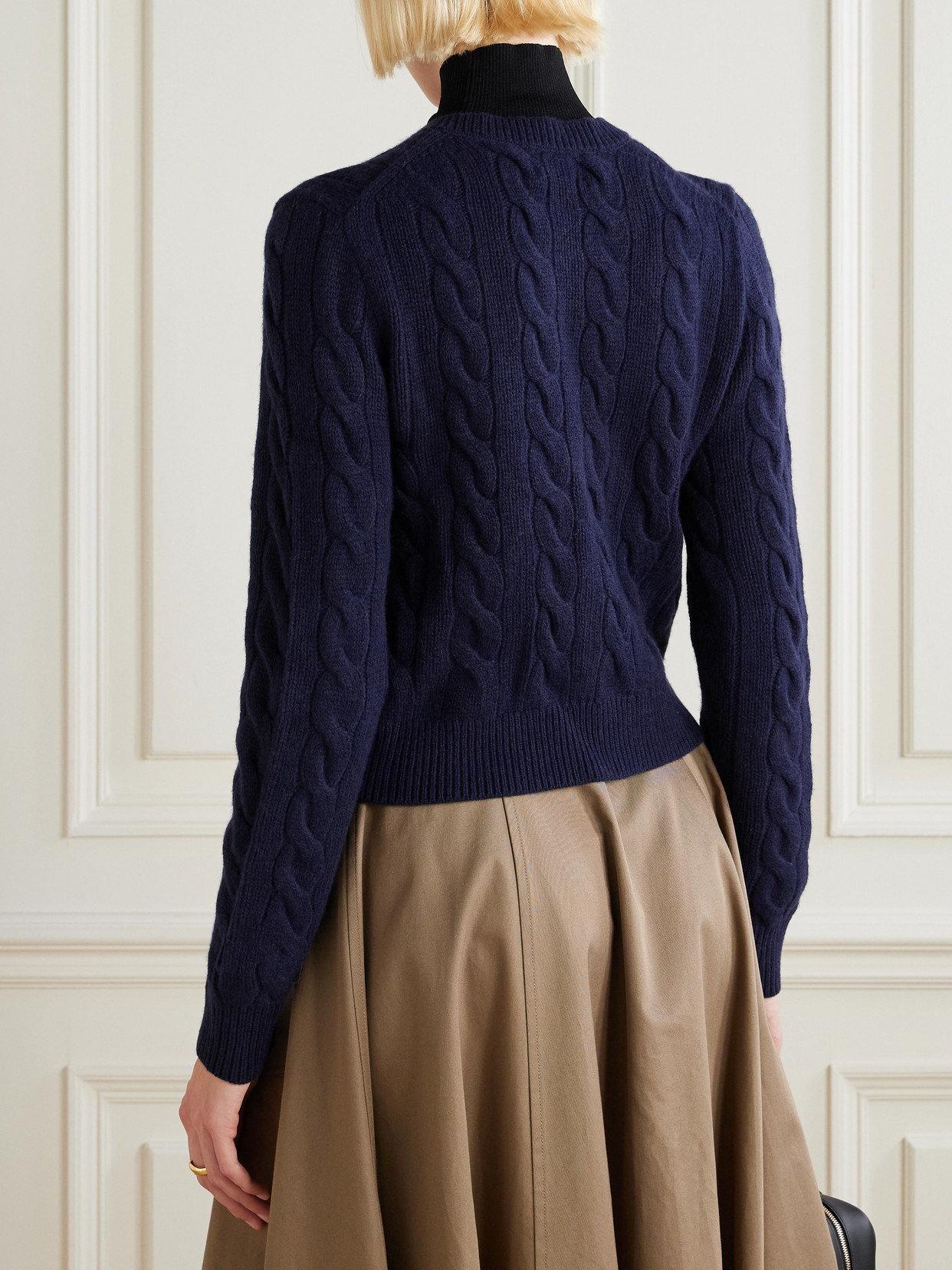 Polo Ralph Lauren Cable-knit Wool And Cashmere-blend Cardigan In Blue