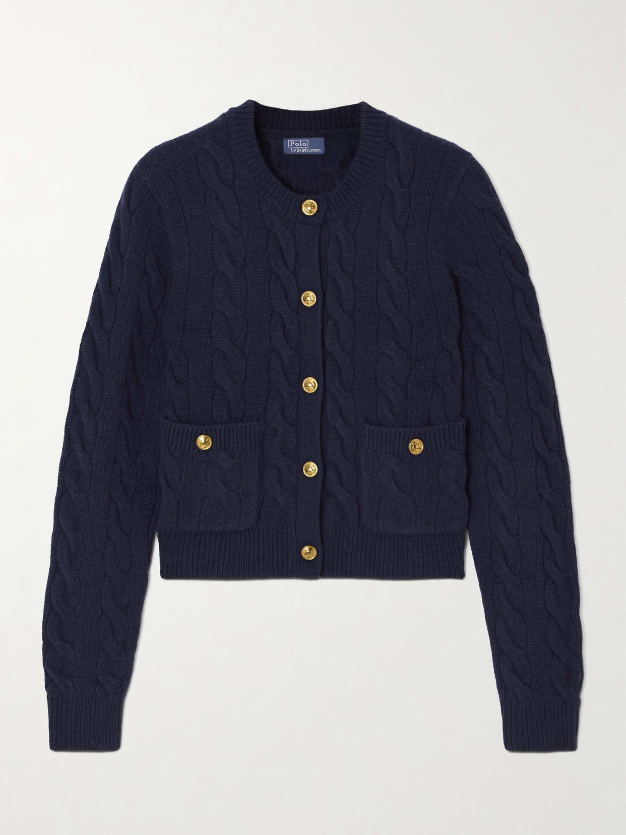 Polo Ralph Lauren Cable-knit Wool And Cashmere-blend Cardigan In Blue