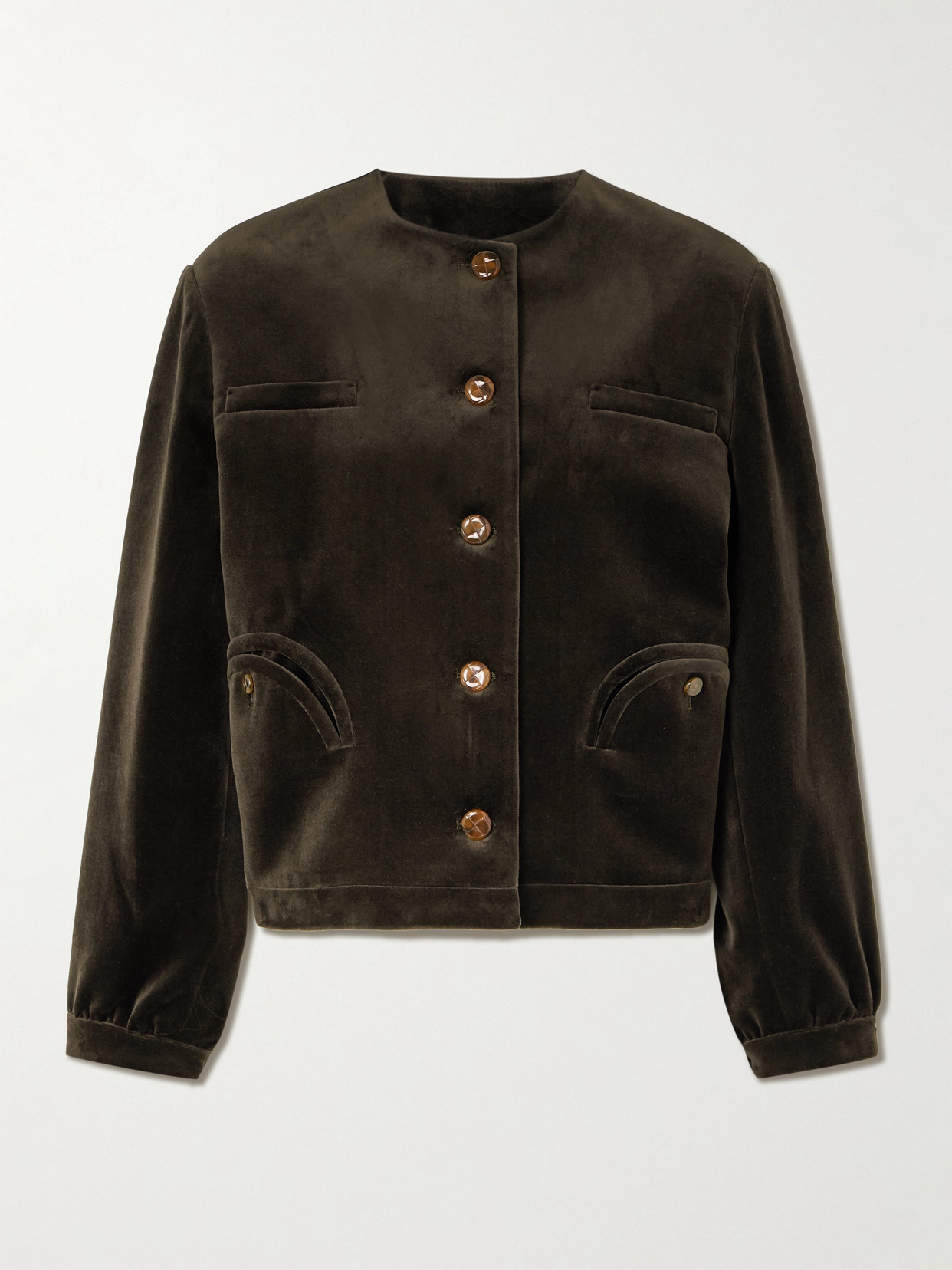 Blazé Milano Jealousy Gliss Bolero Cotton-velvet Jacket In Brown