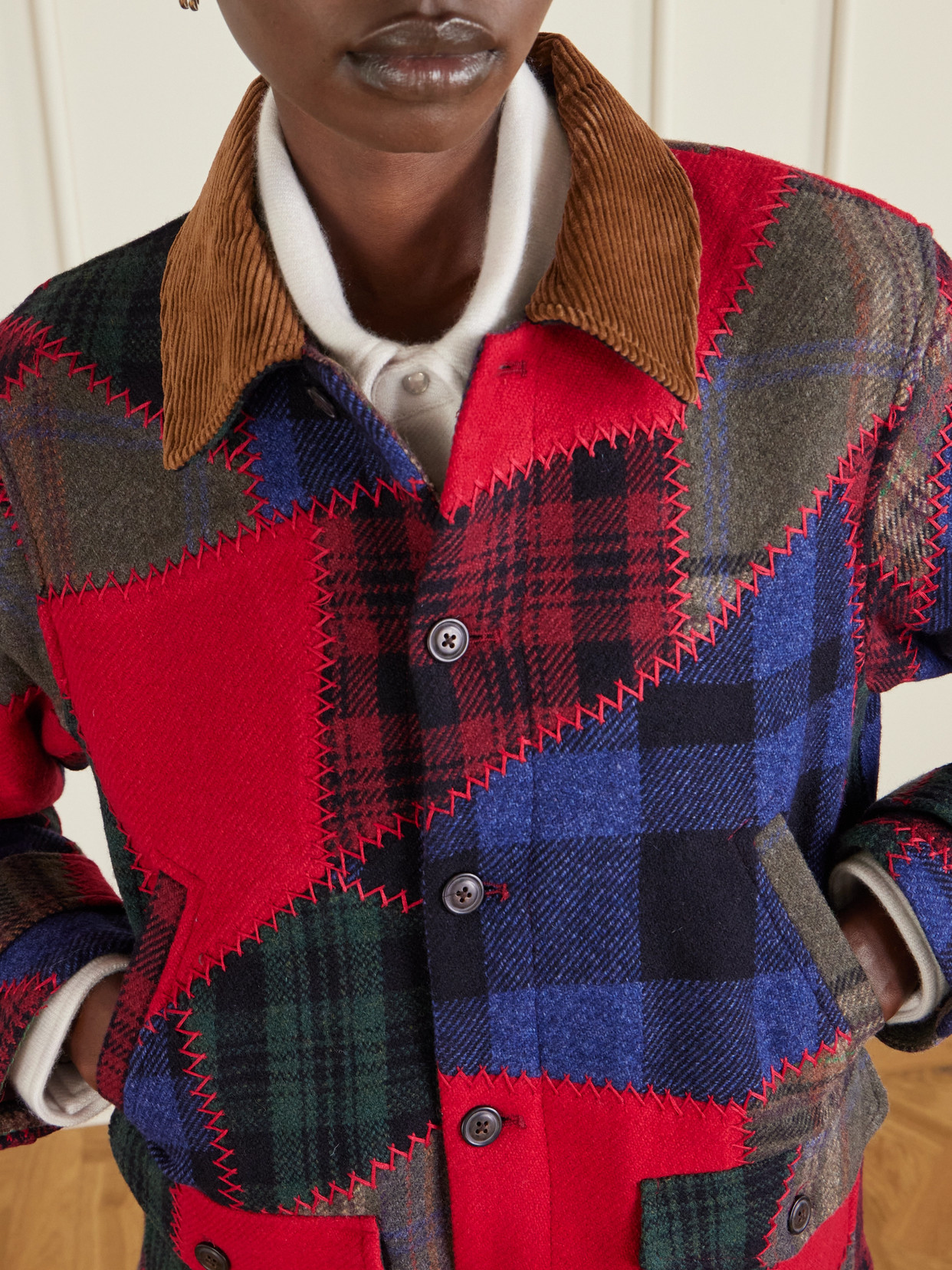 Polo Ralph Lauren Wool Patchwork Woven Coat Multi Patchwork In Multi