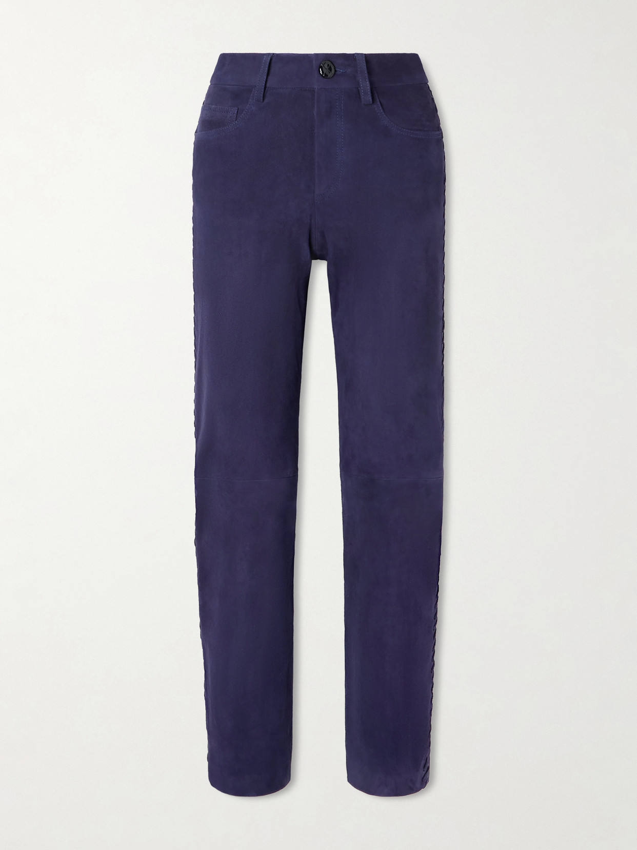 Blazé Milano Paso Paneled Suede Straight-leg Pants In Blue