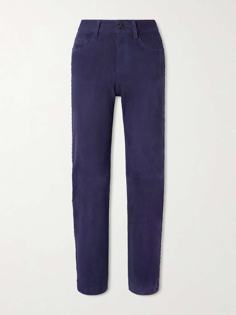 Blazé Milano Paso Paneled Suede Straight-leg Pants