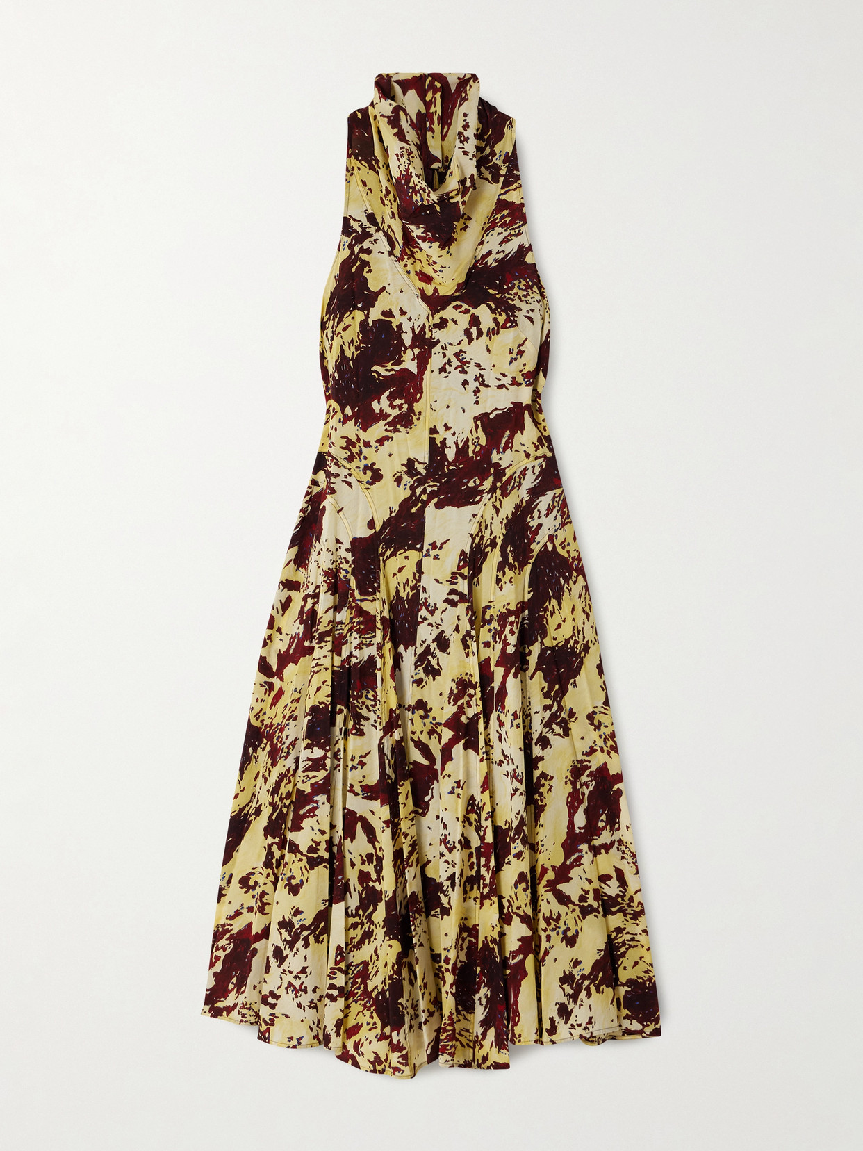 Proenza Schouler Adelide Draped Paneled Printed Crepe Midi Dress In Multi