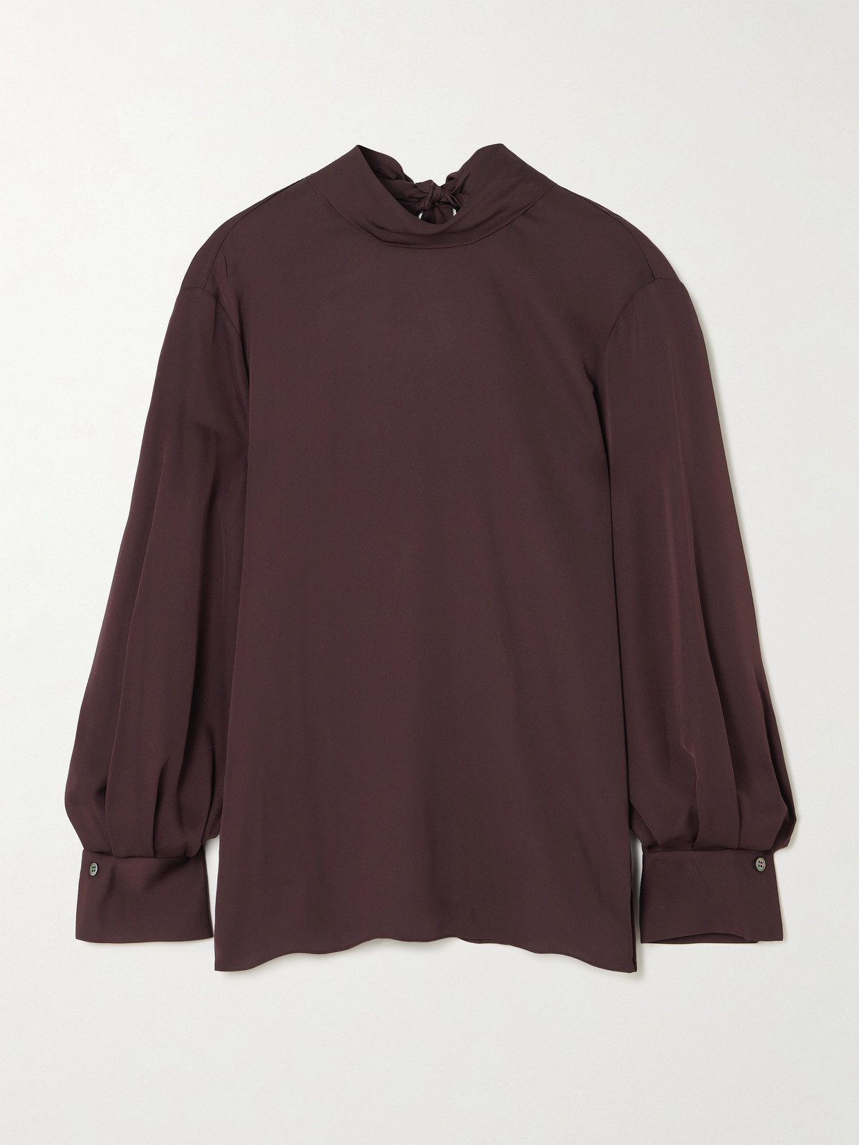 Theory Tie-detailed Silk Blouse In Brown
