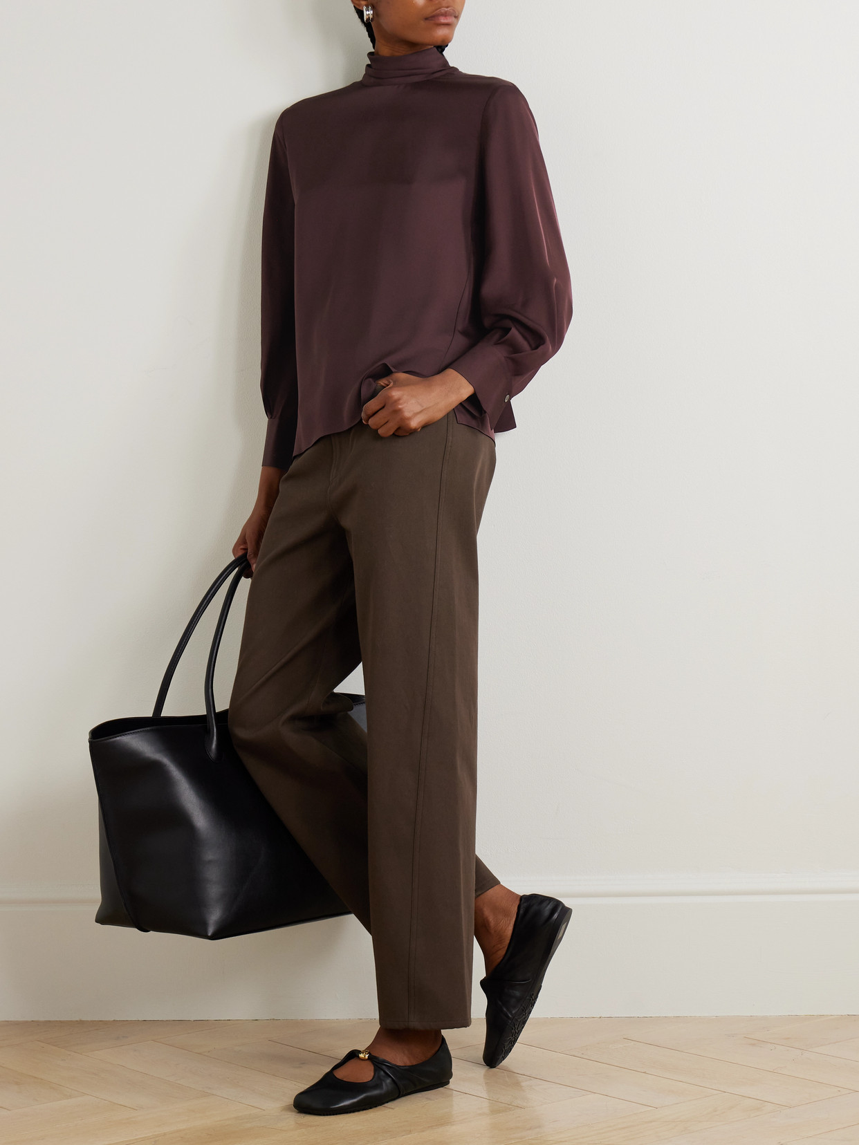 Theory Tie-detailed Silk Blouse In Brown