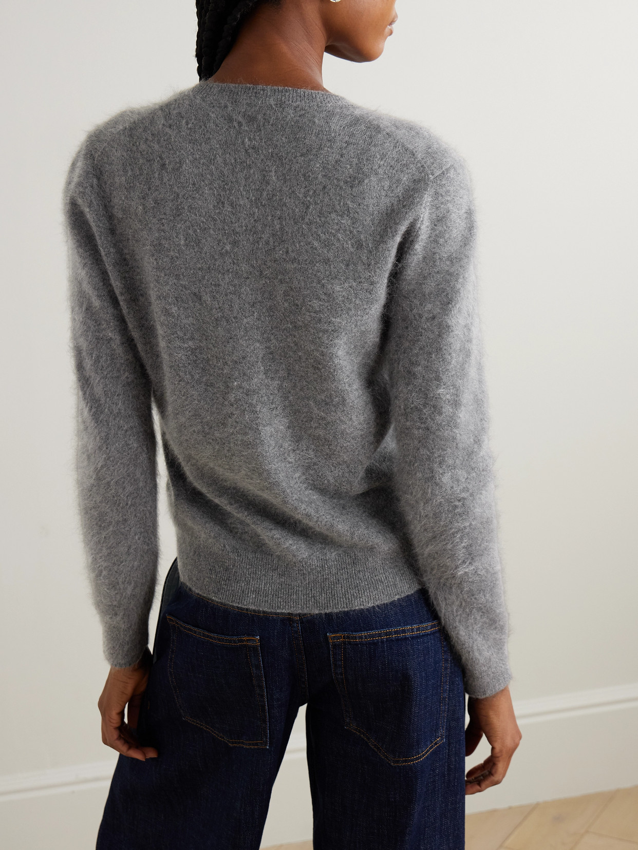 Theory Brushed Cashmere Cardigan In Gray