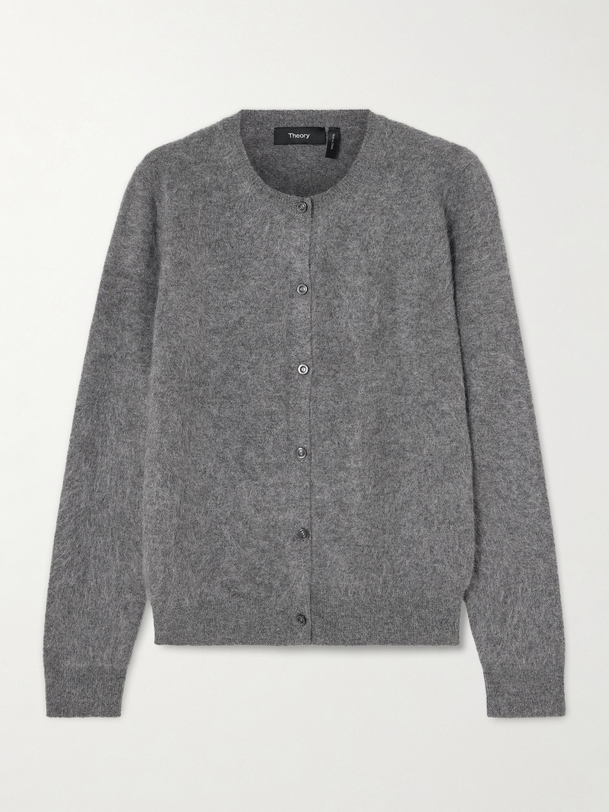Theory Brushed Cashmere Cardigan In Gray