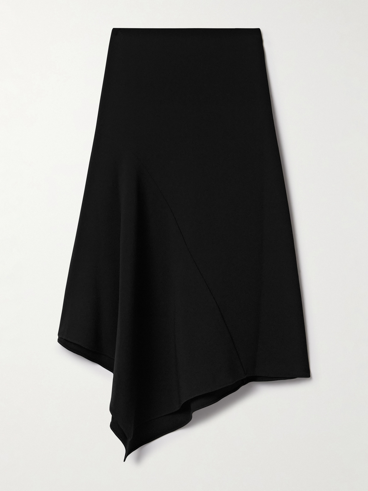 Theory Asymmetric Draped Paneled Crepe Skirt In Black