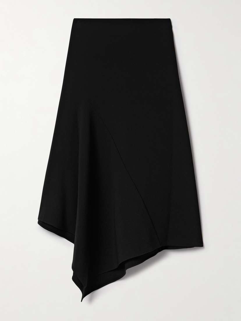 Theory Asymmetric Draped Paneled Crepe Skirt