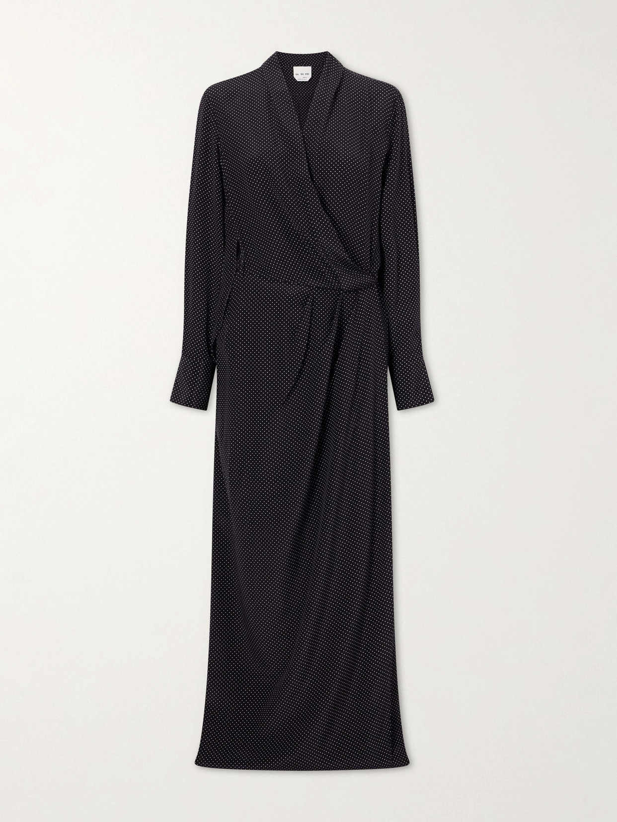 Sasuphi Criss Cross Polka-dot Silk Crepe De Chine Maxi Dress In Black