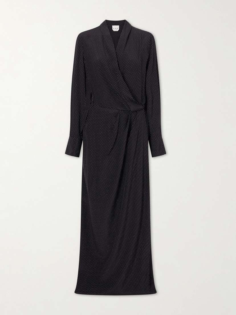 SASUPHI Criss Cross Polka-dot Silk Crepe De Chine Maxi Dress