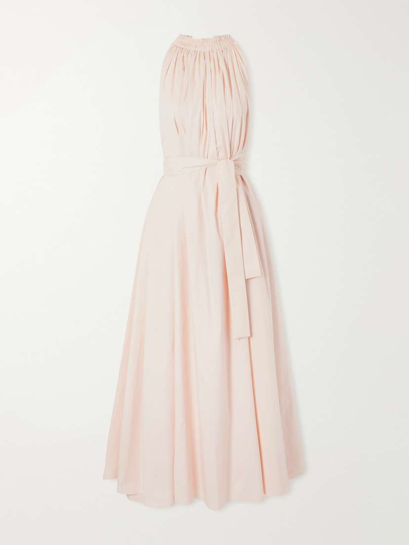 SASUPHI Belted Pleated Cotton-blend Maxi Dress