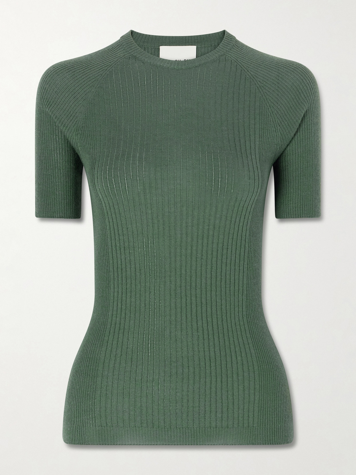 Sasuphi Ribbed Cashmere And Silk-blend T-shirt In Green