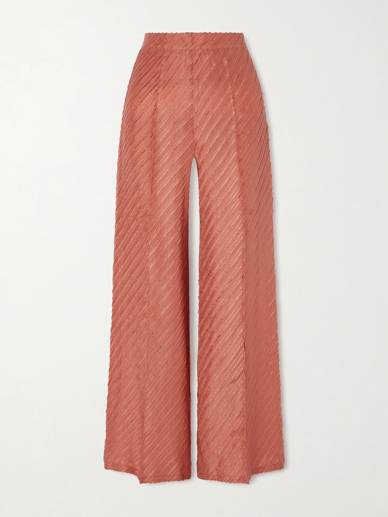 Giuliva Heritage Amanda Fringed Silk Wide-leg Pants In Brown