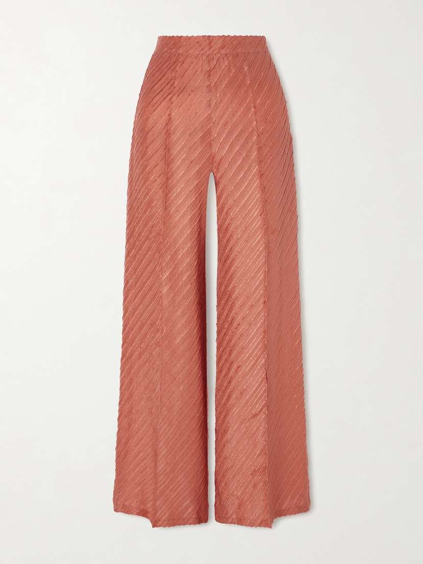 Giuliva Heritage Amanda Fringed Silk Wide-leg Pants