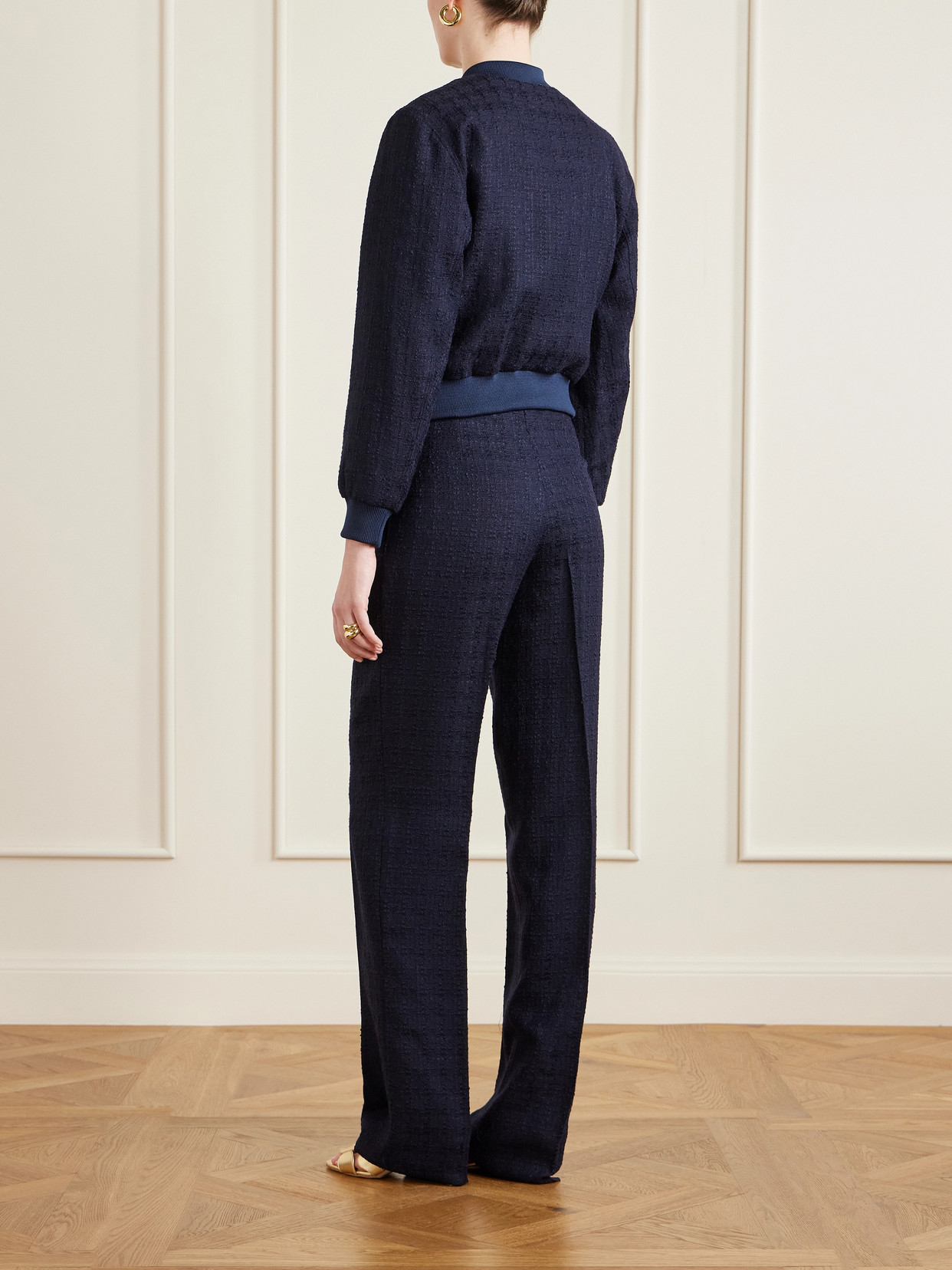 Hailey Wool-Blend Bouclé-Tweed Bomber Jacket