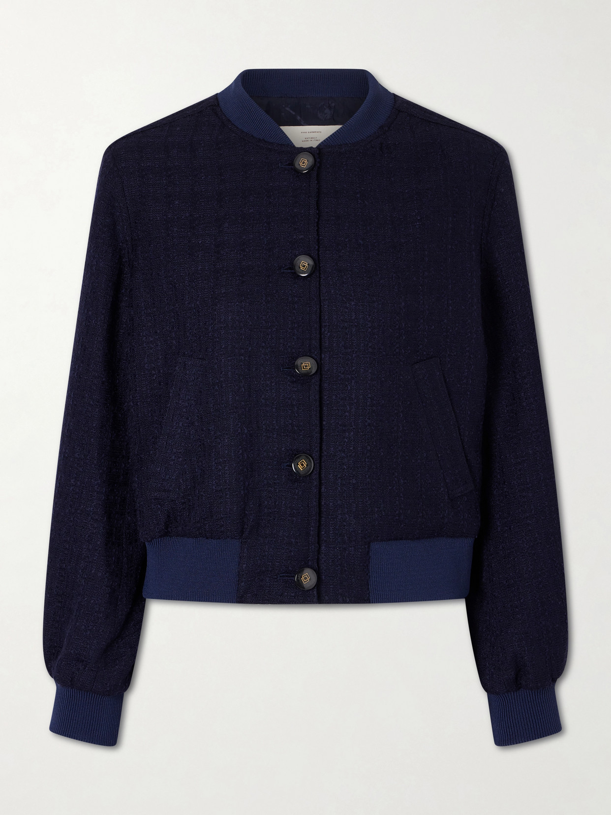 Giuliva Heritage Hailey Wool-blend Bouclé-tweed Bomber Jacket In Blue