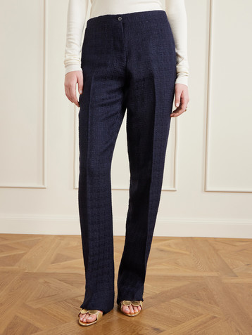 Giuliva Heritage Janice wool-blend bouclé-tweed straight-leg pants