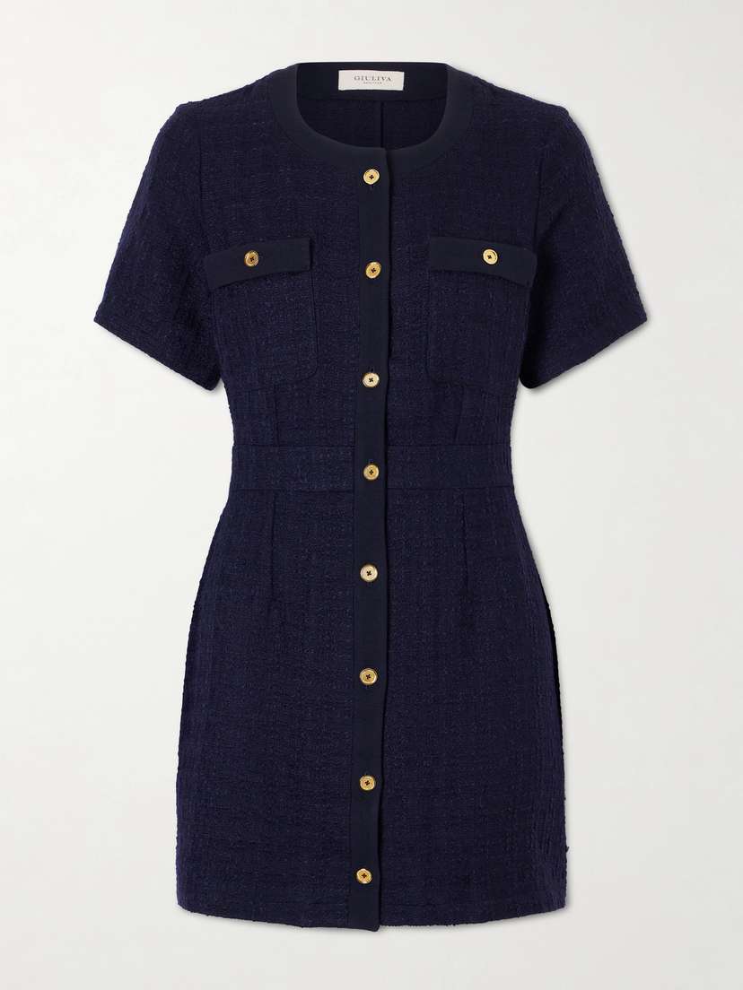 Giuliva Heritage Vera Crepe-trimmed Wool-blend Bouclé-tweed Mini Dress