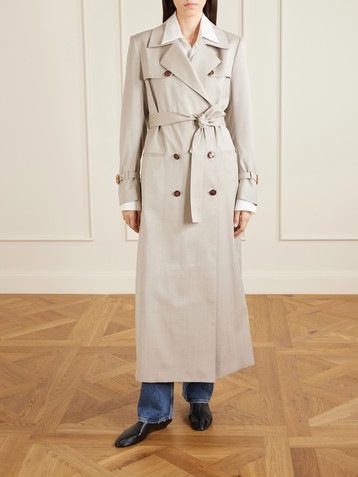 Giuliva Heritage Camilla double-breasted belted herringbone wool and silk-blend trench coat