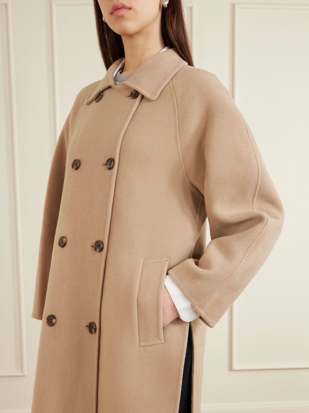 Theory Double-breasted Wool And Cashmere-blend Coat In Neutral
