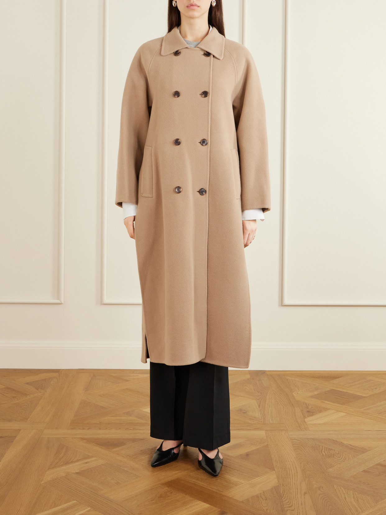 Theory Double-breasted Wool And Cashmere-blend Coat In Neutral