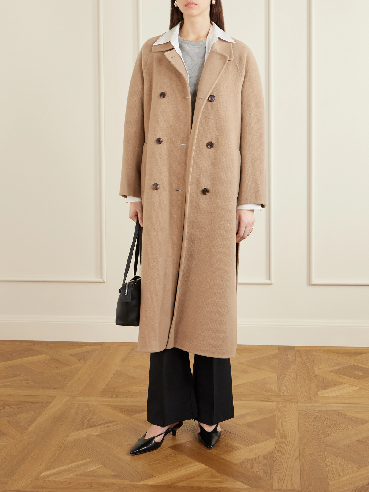 Theory Double-breasted Wool And Cashmere-blend Coat In Neutral