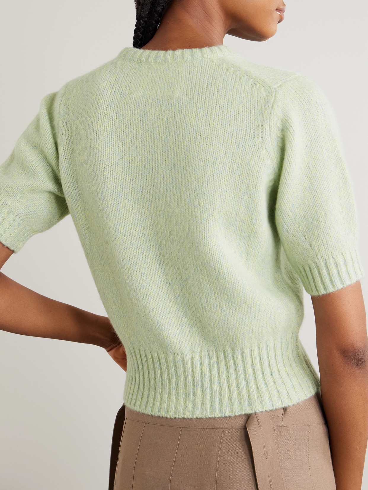 Arch4 Rome Cropped Organic Cashmere And Silk-blend Cardigan In Green