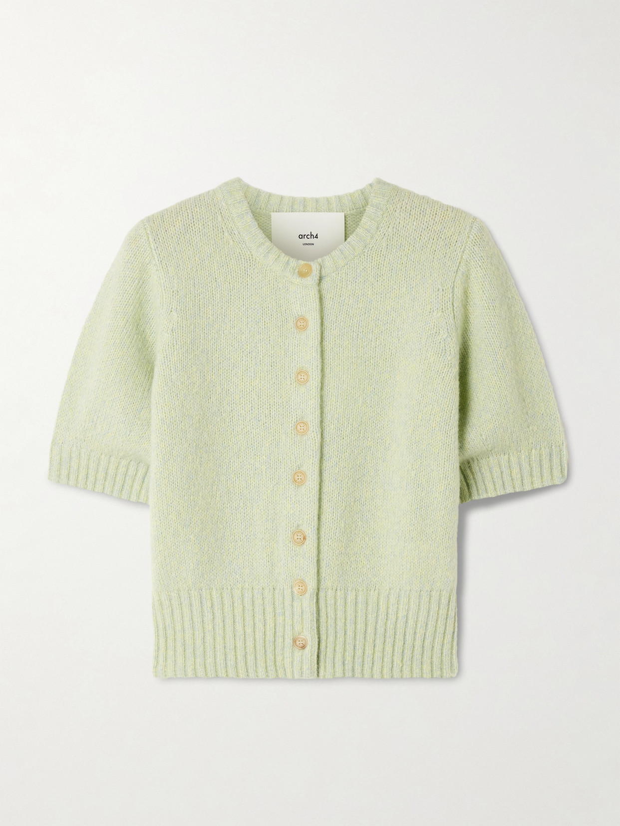 Arch4 Rome Cropped Organic Cashmere And Silk-blend Cardigan In Green