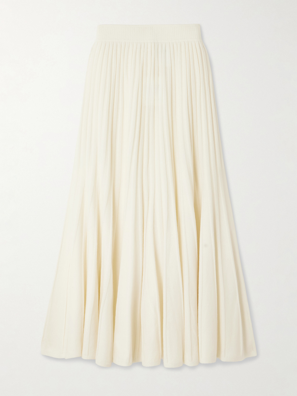 Arch4 Sabrina Pleated Organic Cashmere Midi Skirt In White