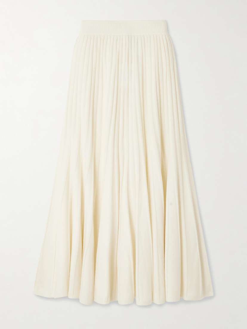 Arch4 Sabrina Pleated Organic Cashmere Midi Skirt