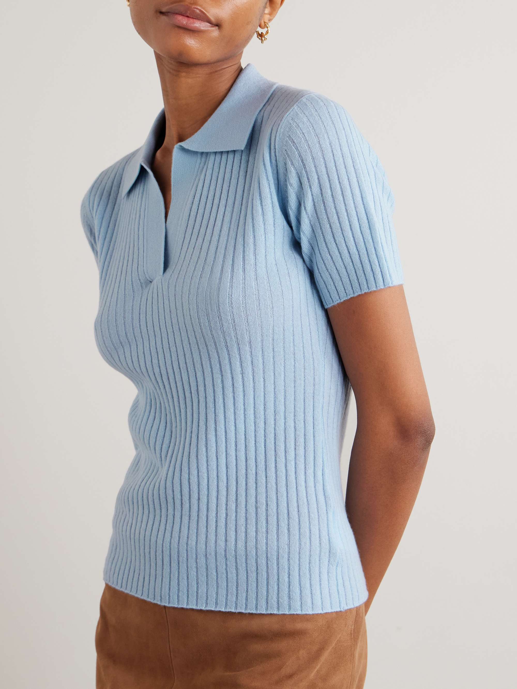 ARCH4 Daffodil ribbed silk and cashmere-blend polo shirt