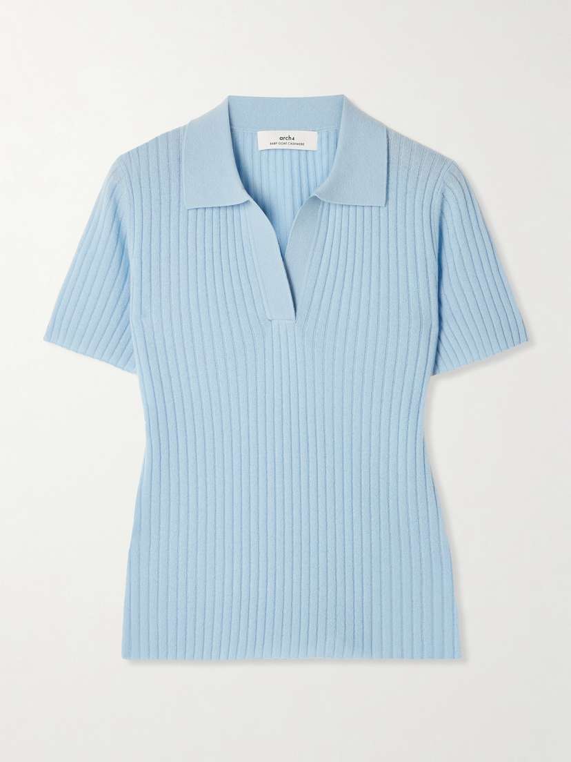 Arch4 Jennifer Ribbed Organic Cashmere Polo Shirt