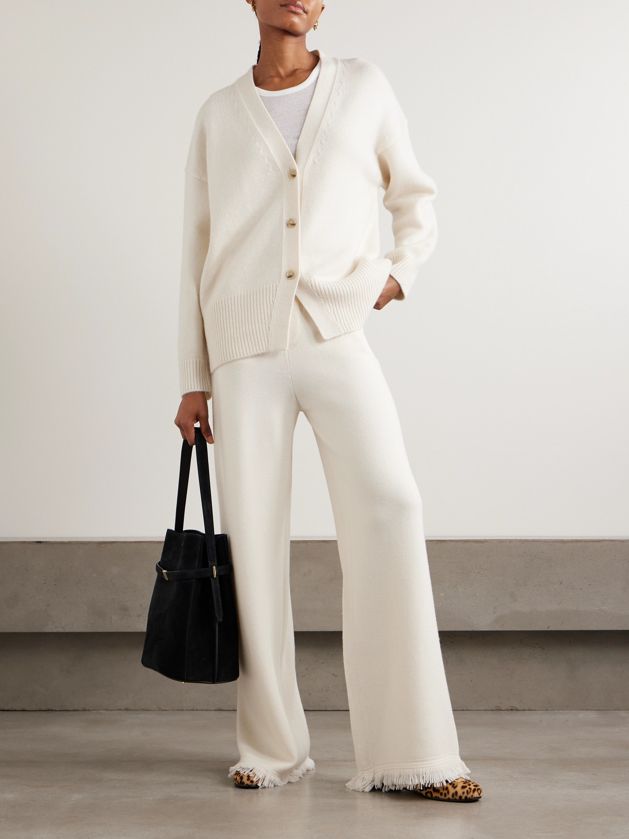 Arch4 Elward Organic Cashmere Cardigan In White