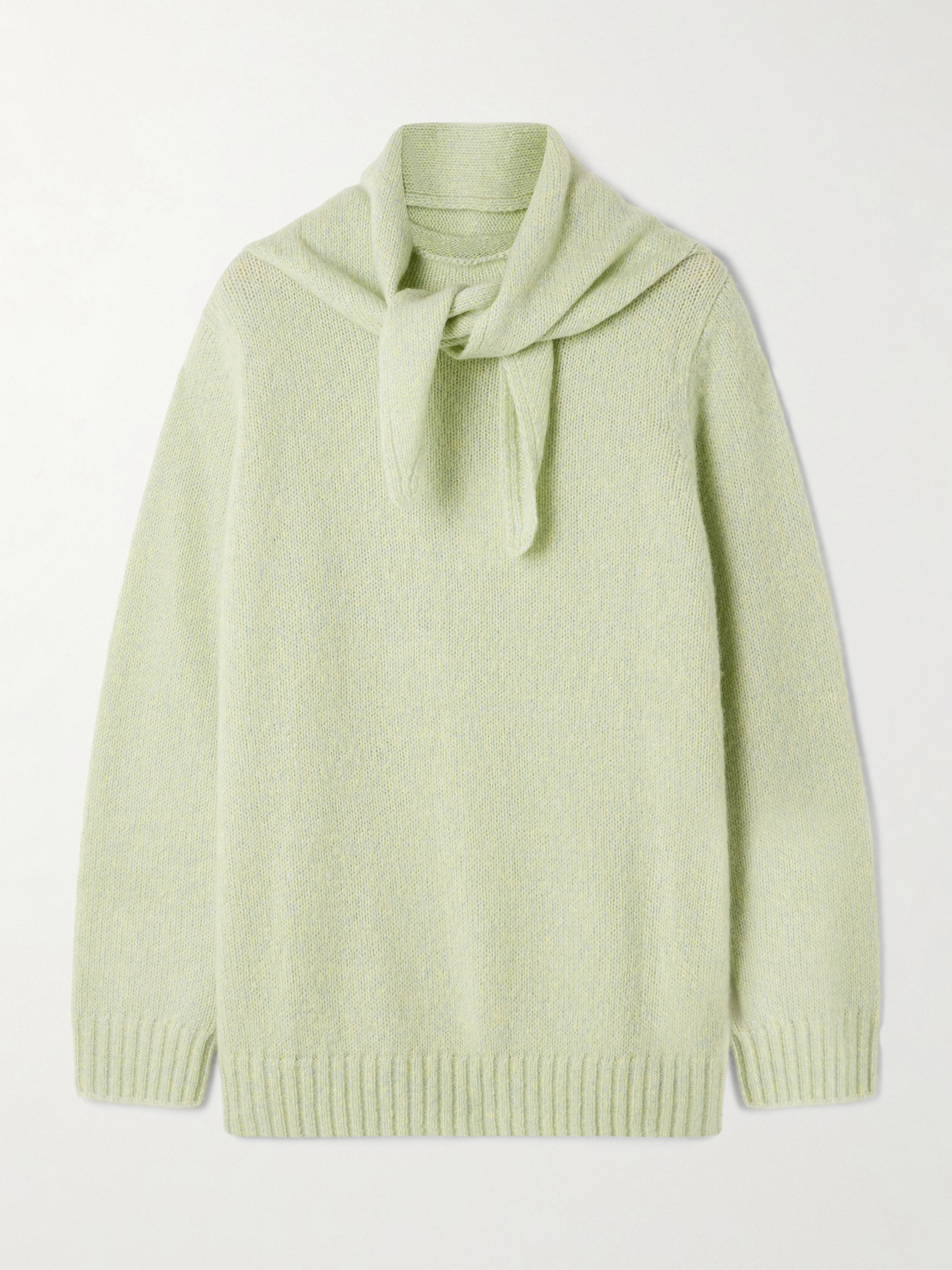 Arch4 Verona Organic Cashmere And Silk-blend Sweater And Scarf Set In Green