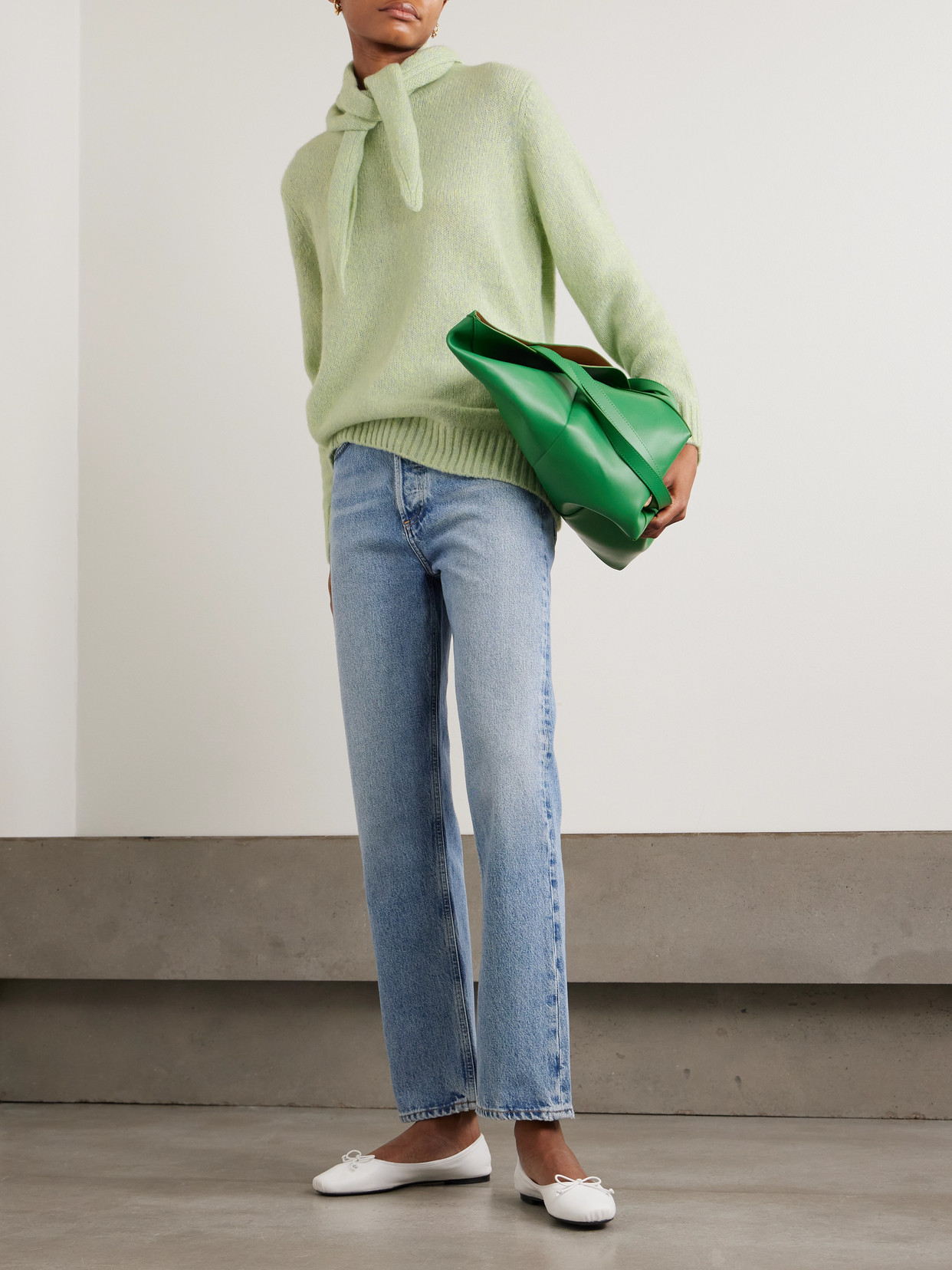 Arch4 Verona Organic Cashmere And Silk-blend Sweater And Scarf Set In Green