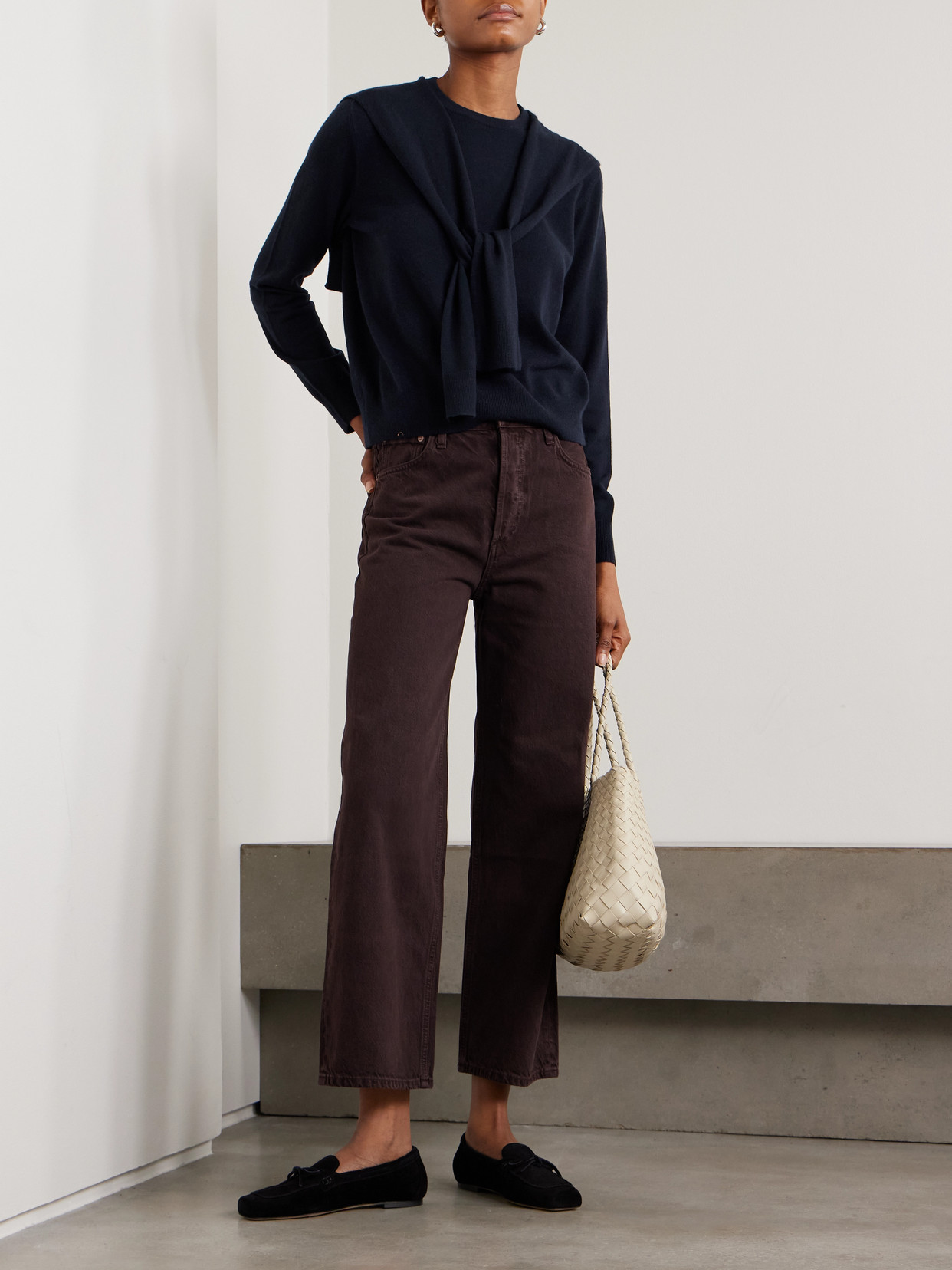 Arch4 Eldergrove Tie-detailed Organic Cashmere Sweater In Blue