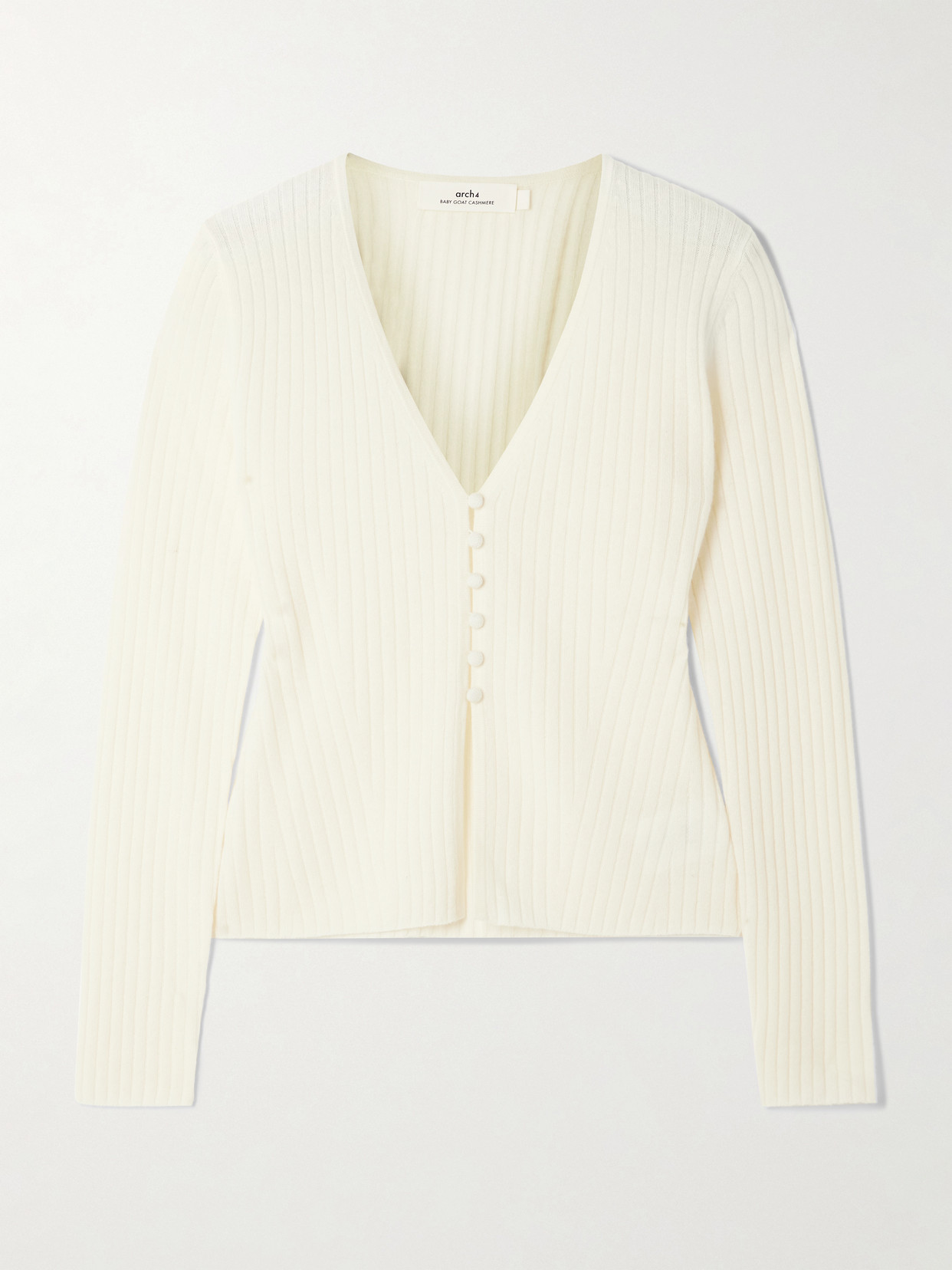 Arch4 New Cami Ribbed Organic Cashmere Cardigan In White