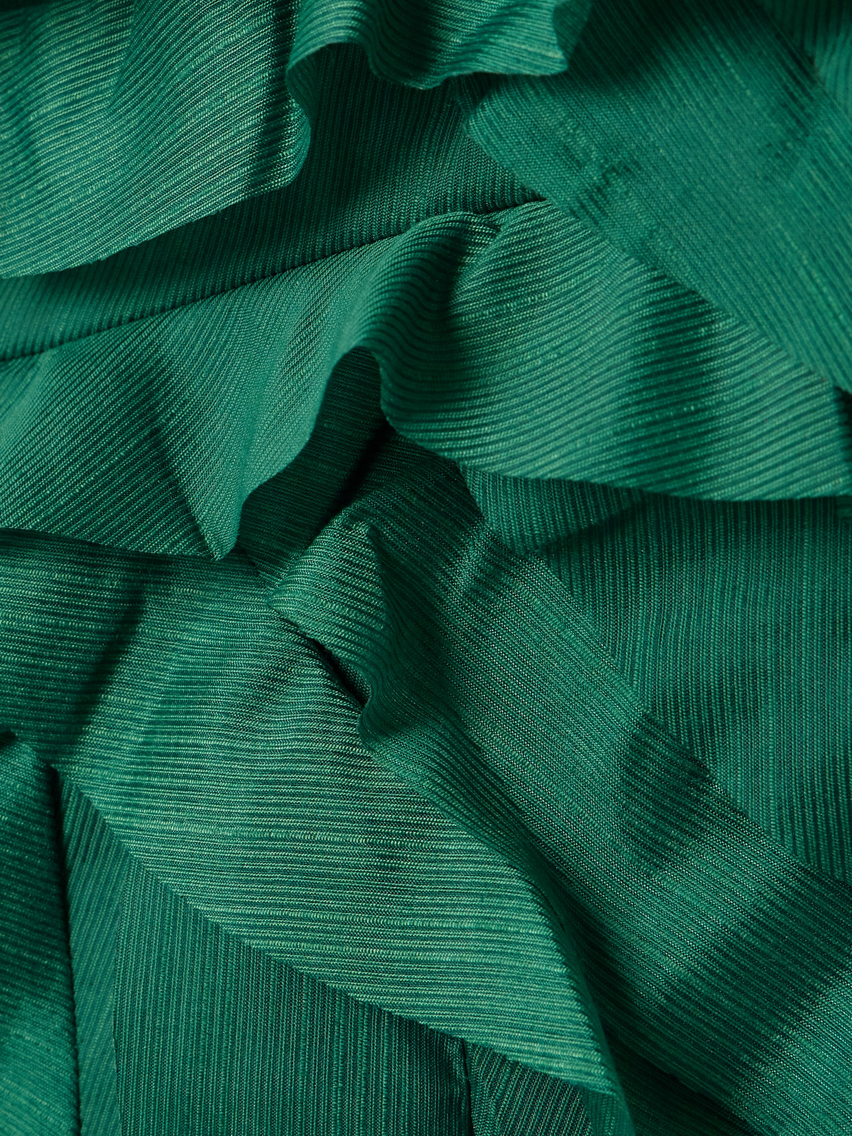 Aje Allairie Strapless Ruffled Shirred Faille Gown In Green